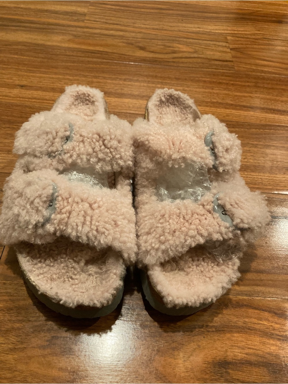 Papillio Women’s Faux Fur Fuzzy Slide Slippers Open Toe Cushioned pink SZ/41 L10